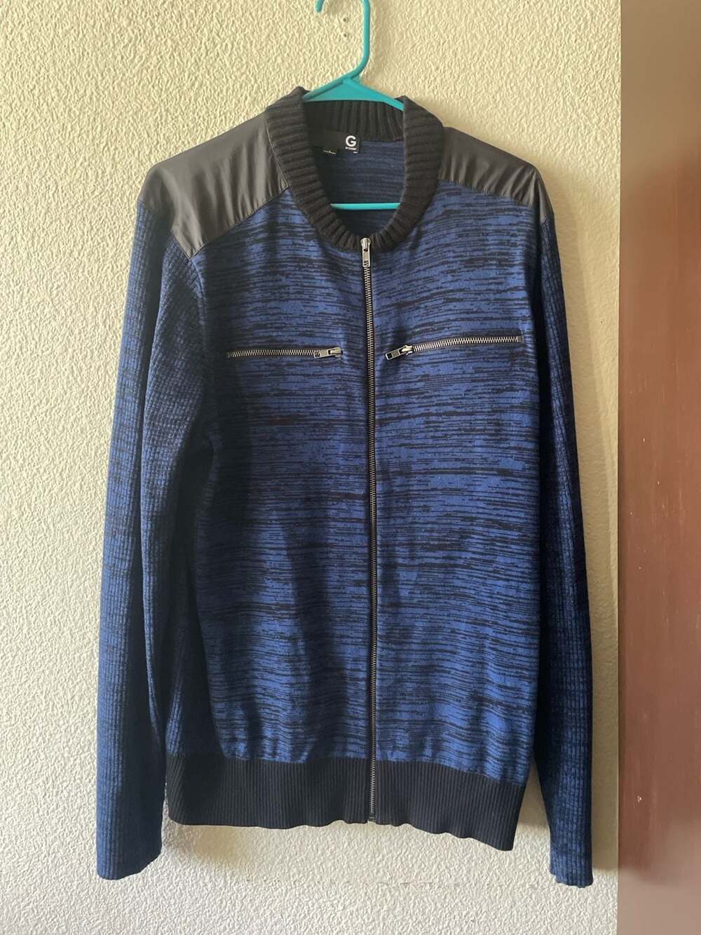 G by Guess Men's Full Zip Knit Bomber Sweater Jacket